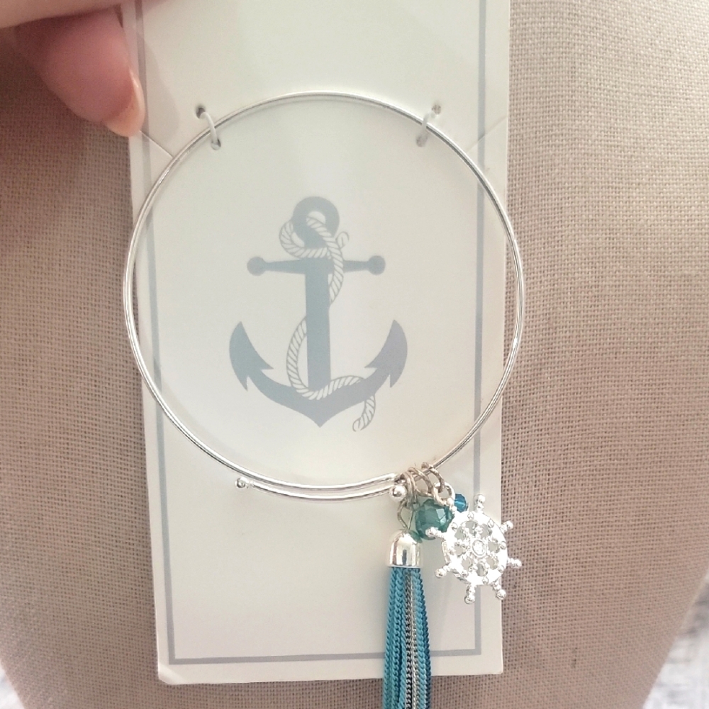Silver Tone Nautical Charm Bracelet